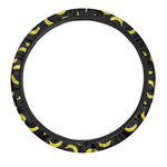 Black And Yellow Banana Pattern Print Car Steering Wheel Cover