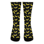 Black And Yellow Banana Pattern Print Crew Socks