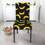 Black And Yellow Banana Pattern Print Dining Chair Slipcover