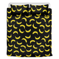 Black And Yellow Banana Pattern Print Duvet Cover Bedding Set