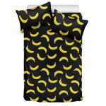 Black And Yellow Banana Pattern Print Duvet Cover Bedding Set
