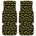 Black And Yellow Banana Pattern Print Front and Back Car Floor Mats