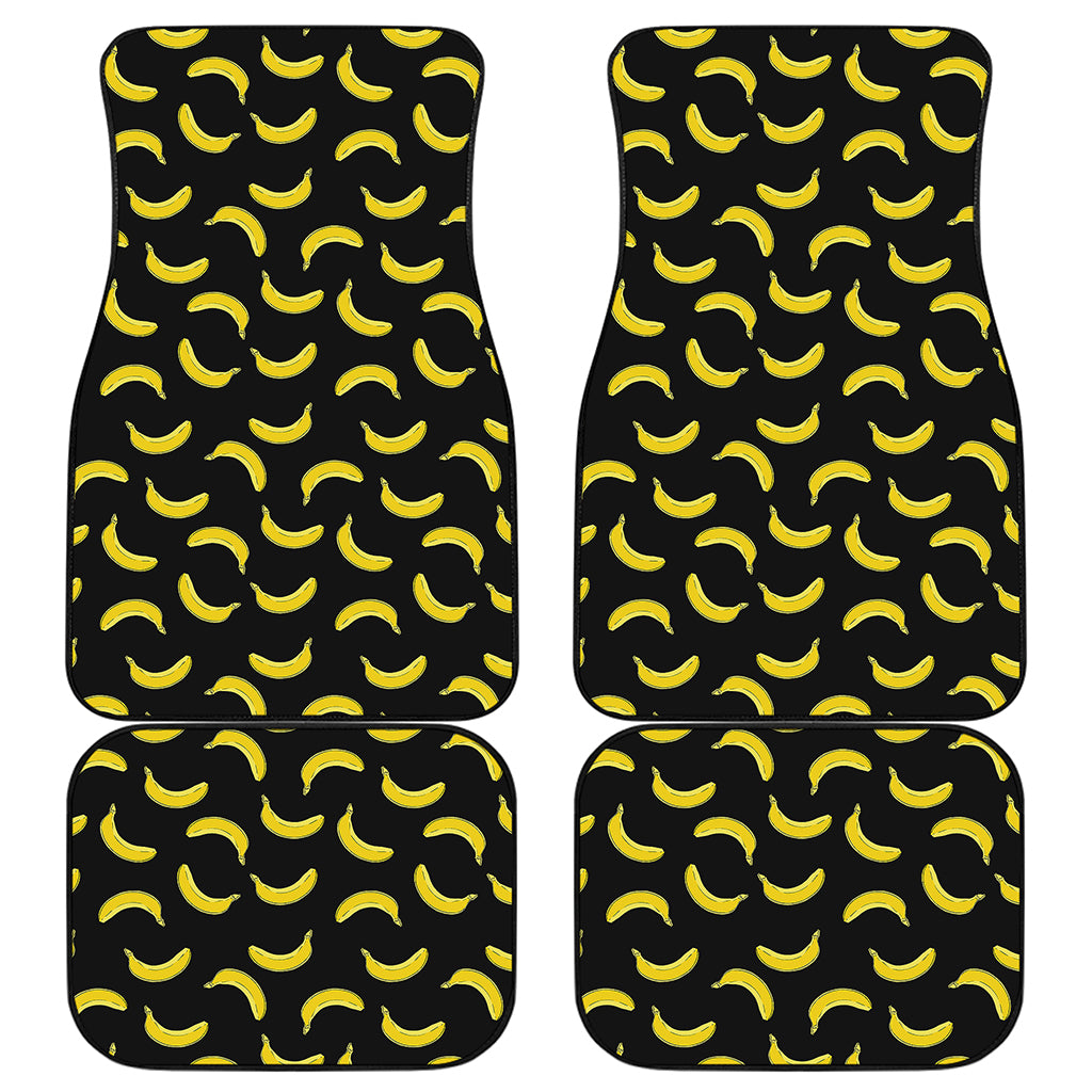 Black And Yellow Banana Pattern Print Front and Back Car Floor Mats