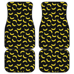 Black And Yellow Banana Pattern Print Front and Back Car Floor Mats