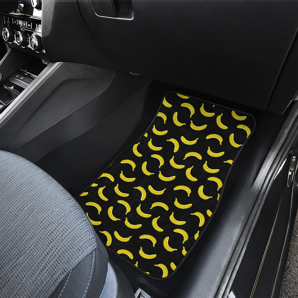 Black And Yellow Banana Pattern Print Front and Back Car Floor Mats