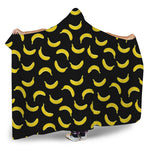 Black And Yellow Banana Pattern Print Hooded Blanket