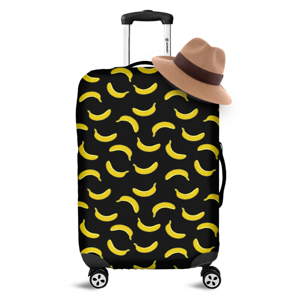 Black And Yellow Banana Pattern Print Luggage Cover