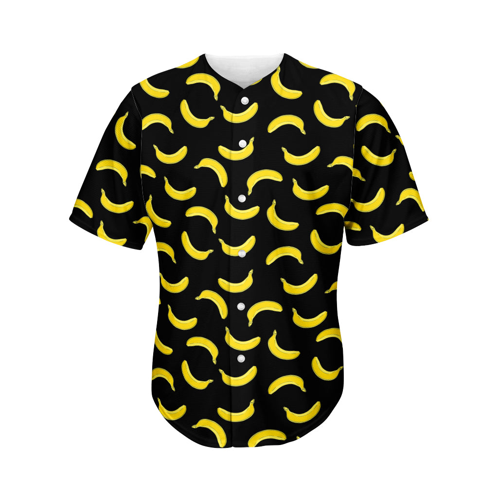 Black And Yellow Banana Pattern Print Men's Baseball Jersey