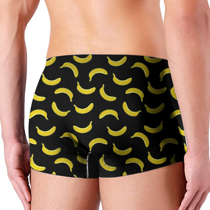 Black And Yellow Banana Pattern Print Men's Boxer Briefs