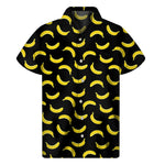 Black And Yellow Banana Pattern Print Men's Short Sleeve Shirt