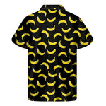 Black And Yellow Banana Pattern Print Men's Short Sleeve Shirt