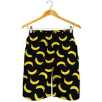 Black And Yellow Banana Pattern Print Men's Shorts