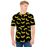Black And Yellow Banana Pattern Print Men's T-Shirt