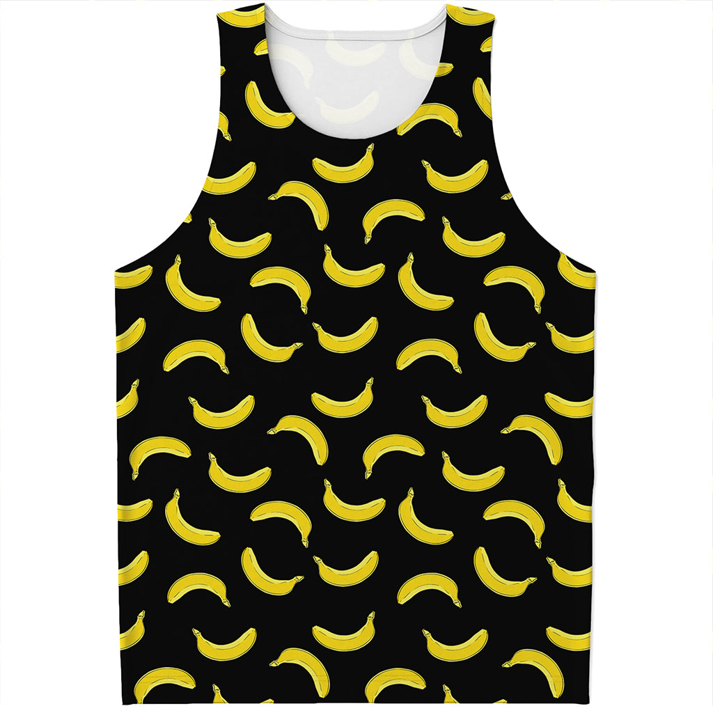 Black And Yellow Banana Pattern Print Men's Tank Top