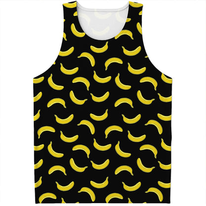 Black And Yellow Banana Pattern Print Men's Tank Top