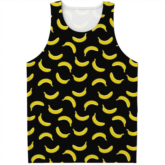 Black And Yellow Banana Pattern Print Men's Tank Top