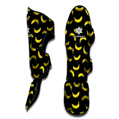 Black And Yellow Banana Pattern Print Muay Thai Shin Guard