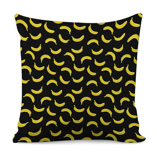 Black And Yellow Banana Pattern Print Pillow Cover