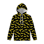 Black And Yellow Banana Pattern Print Pullover Hoodie