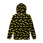 Black And Yellow Banana Pattern Print Pullover Hoodie