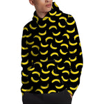 Black And Yellow Banana Pattern Print Pullover Hoodie