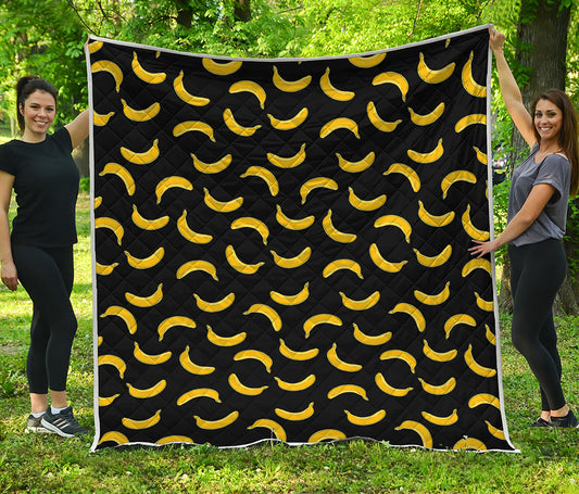 Black And Yellow Banana Pattern Print Quilt