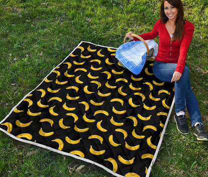 Black And Yellow Banana Pattern Print Quilt