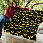 Black And Yellow Banana Pattern Print Quilt
