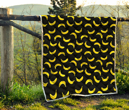 Black And Yellow Banana Pattern Print Quilt