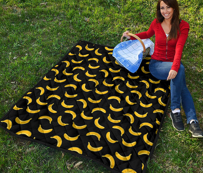 Black And Yellow Banana Pattern Print Quilt