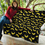 Black And Yellow Banana Pattern Print Quilt