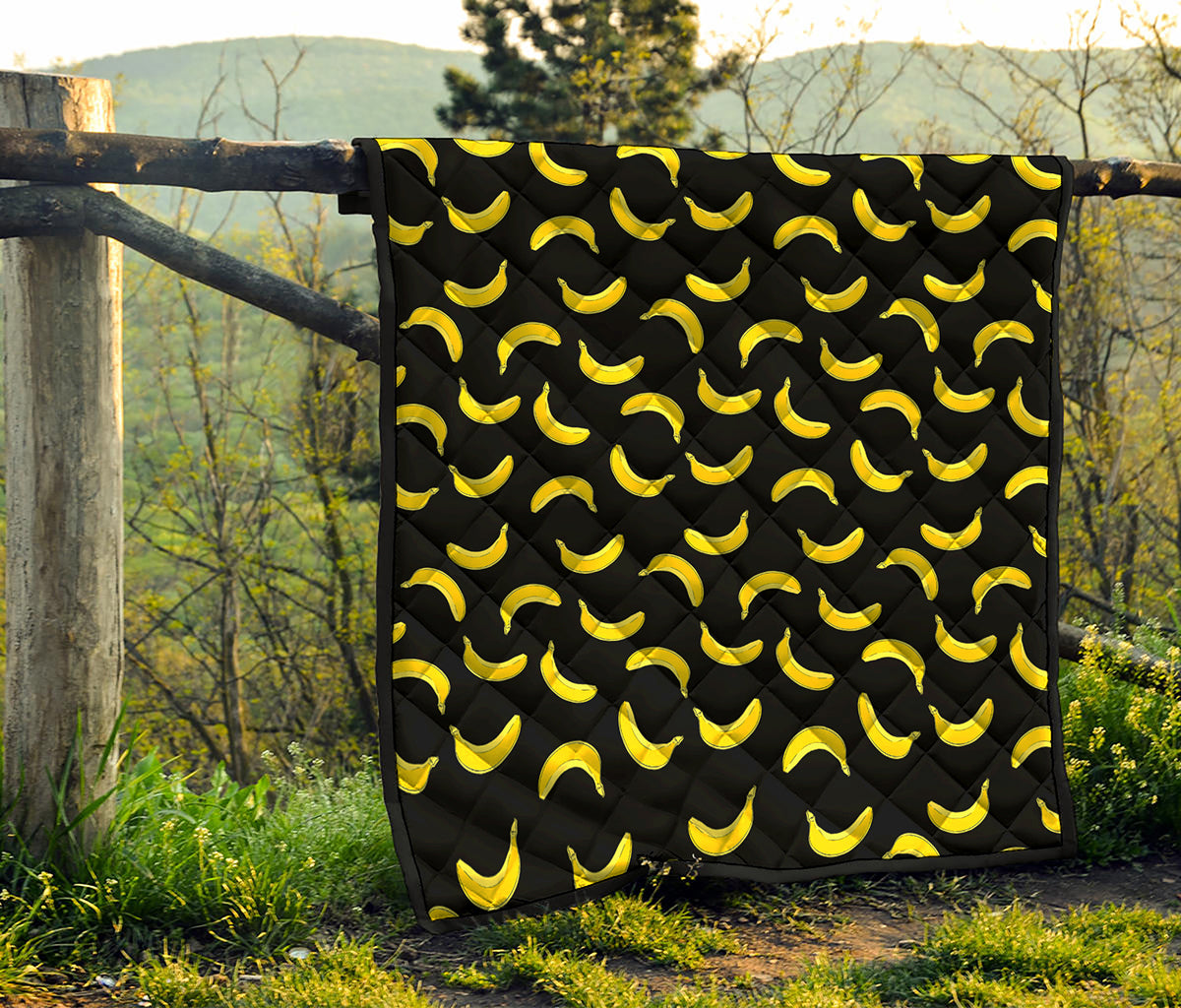 Black And Yellow Banana Pattern Print Quilt