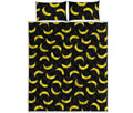 Black And Yellow Banana Pattern Print Quilt Bed Set
