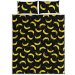 Black And Yellow Banana Pattern Print Quilt Bed Set