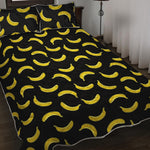 Black And Yellow Banana Pattern Print Quilt Bed Set