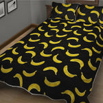 Black And Yellow Banana Pattern Print Quilt Bed Set