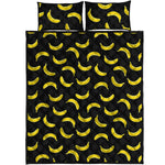 Black And Yellow Banana Pattern Print Quilt Bed Set