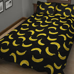 Black And Yellow Banana Pattern Print Quilt Bed Set