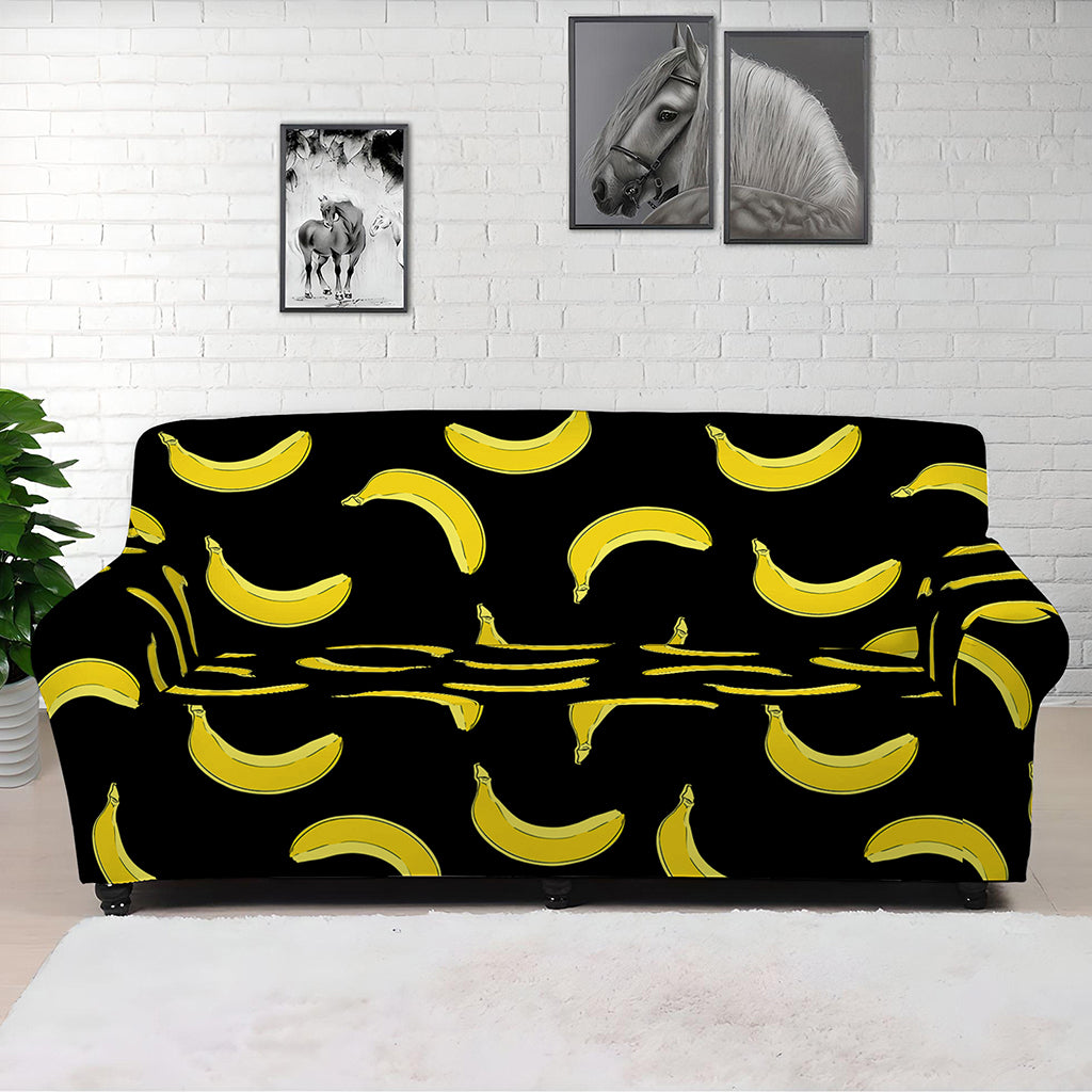 Black And Yellow Banana Pattern Print Sofa Cover