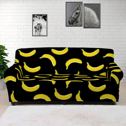 Black And Yellow Banana Pattern Print Sofa Cover