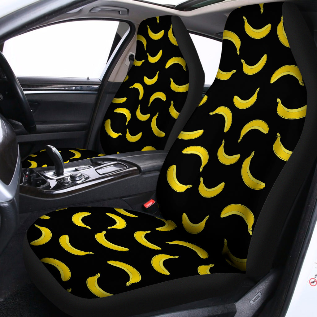 Black And Yellow Banana Pattern Print Universal Fit Car Seat Covers