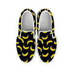 Black And Yellow Banana Pattern Print White Slip On Shoes