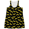 Black And Yellow Banana Pattern Print Women's Racerback Tank Top