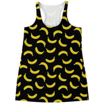 Black And Yellow Banana Pattern Print Women's Racerback Tank Top