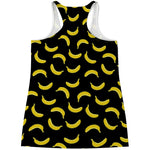 Black And Yellow Banana Pattern Print Women's Racerback Tank Top