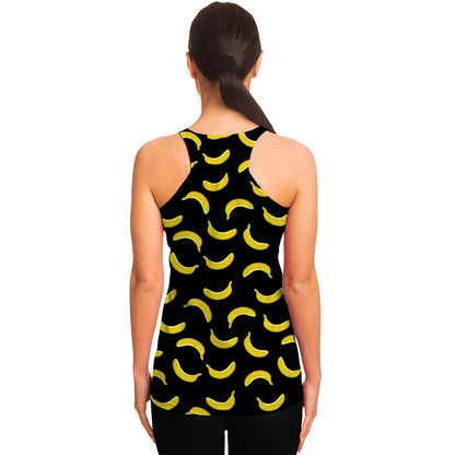 Black And Yellow Banana Pattern Print Women's Racerback Tank Top