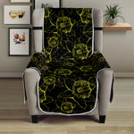 Black And Yellow Daffodil Pattern Print Armchair Protector