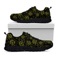 Black And Yellow Daffodil Pattern Print Black Running Shoes