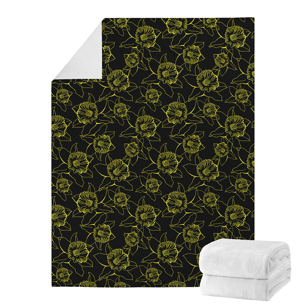 Black And Yellow Daffodil Pattern Print Blanket