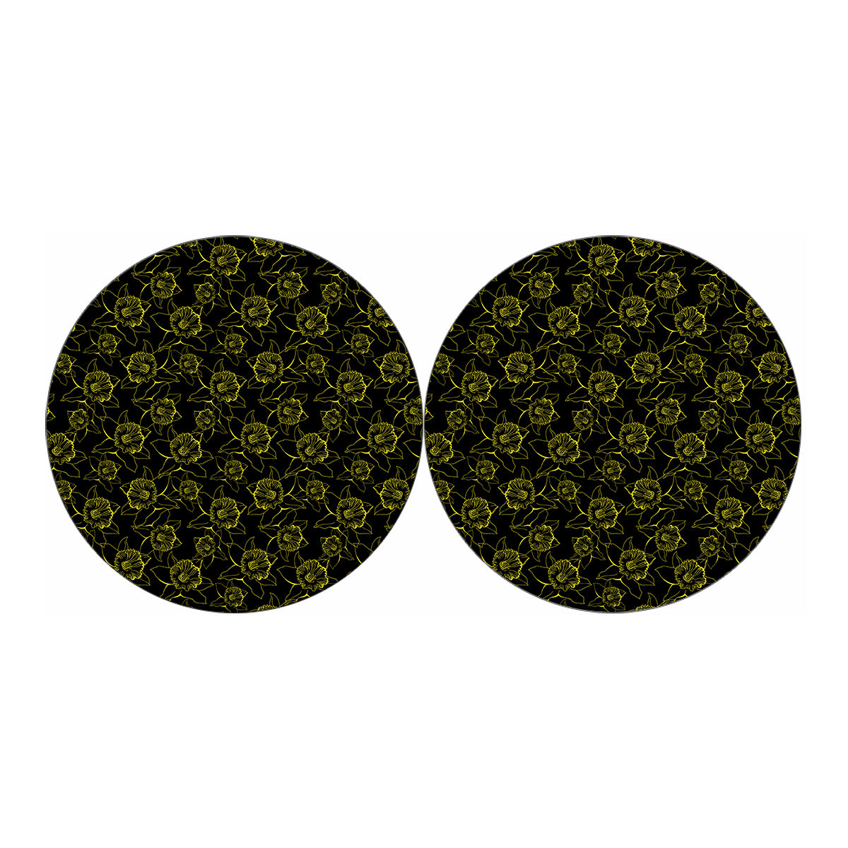 Black And Yellow Daffodil Pattern Print Car Coasters